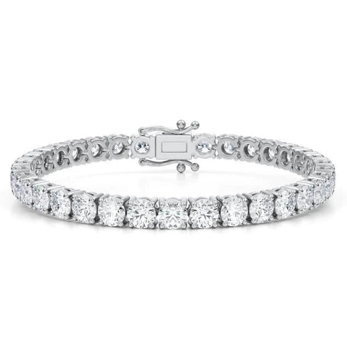Round Lab-Grown Diamond 17.00 Carat 7" Tennis Bracelet in 14K White Gold D VS