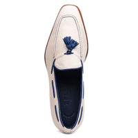 16-628-SND CARMEN Sueded Goatskin & Crocodile Tassel Loafer, Sand