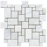 Carrara White Mini Versailles Pattern Mosaic Floor and Wall Tile - Livfloors Collection