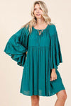Mittoshop Frill Tie Neck Bell Sleeve Dress