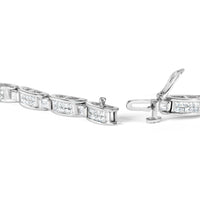 14K White Gold 2.0 Cttw Baguette and Princess-Cut Diamond Tennis Bracelet (H-I Color, SI1-SI2 Clarity) - 7"