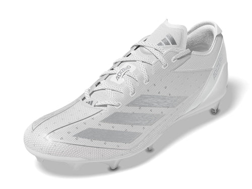 adidas Mens Adizero Electric American Football Sneaker White/Silver Metallic/White 8