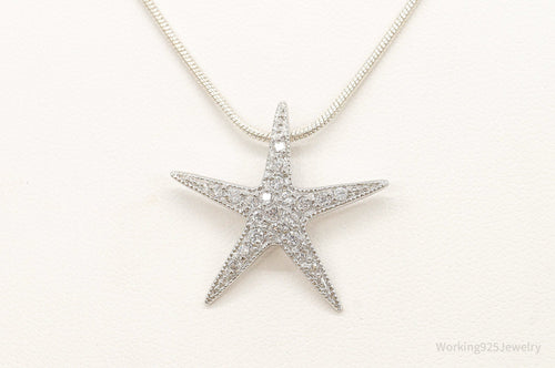 Cubic Zirconia Starfish Sterling Silver Necklace