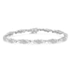 .925 Sterling Silver 1-1/2 Cttw Round and Baguette Cut Diamond Wave Link Bracelet (I-J Color, I2-I3 Clarity) - 7"