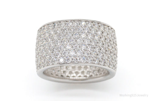 Vintage SW Cubic Zirconia Sterling Silver Band Ring - Size 7.5