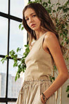 ADORA Drawstring Sleeveless Washed Dress