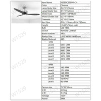 Ceiling Fan for Living Room with 3 ABS Blades, LED Light & Remote