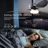Ceiling Fan for Living Room with 3 ABS Blades, LED Light & Remote