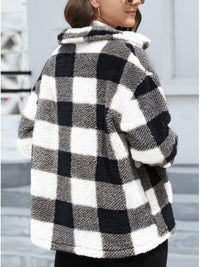 Beautiful Red Women Drop Shoulder Fuzzy Button-Up Jacket Soft And Comfortable Casual Fit Jacket