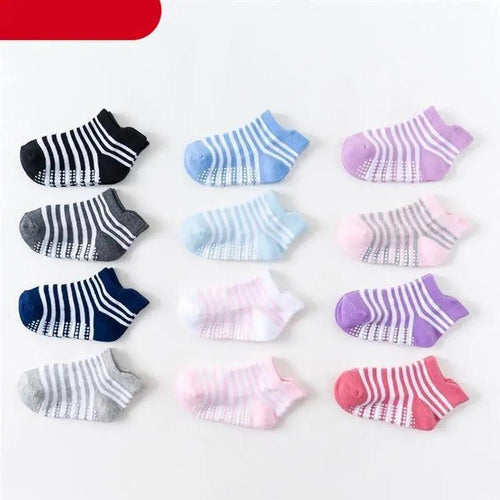 Children Cotton  6 Pairs/Set Anti-slip Socks For Boys Girl Rubber Kid Floor Sock With Grips For 0 To 6 Years Kids