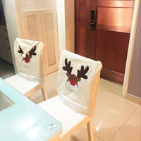 Christmas Hat Chair Cover Xmas Santa Claus Deer Elk Dining Chair Covers for Kitchen Placemat Dining Seat Christmas Home Decor r Back Cover Removable Washable Chair Protector Cover For Kitchen Dining Room Chairs and Living Room 50x60cm