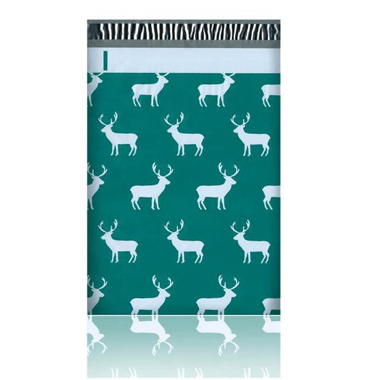 Christmas Reindeer Green Deer Poly Mailers Size 10x13 Shipping Bags
