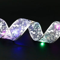 Christmas Ribbon Bow Tie with Fairy Lights for Holiday Decor
