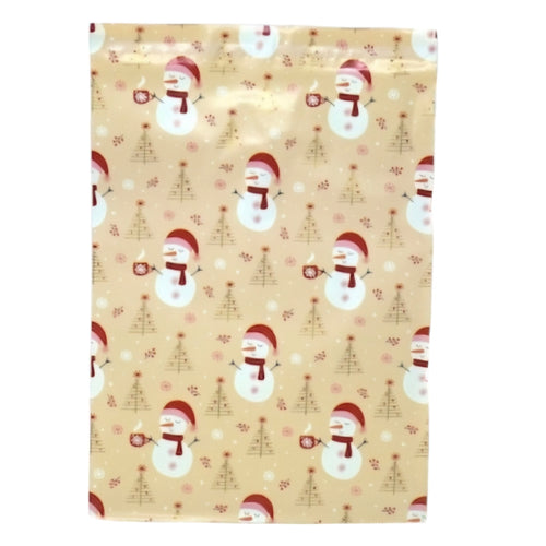 Christmas Snowman Santa Hat Beige Poly Mailers Size 14x17 Shipping Bags