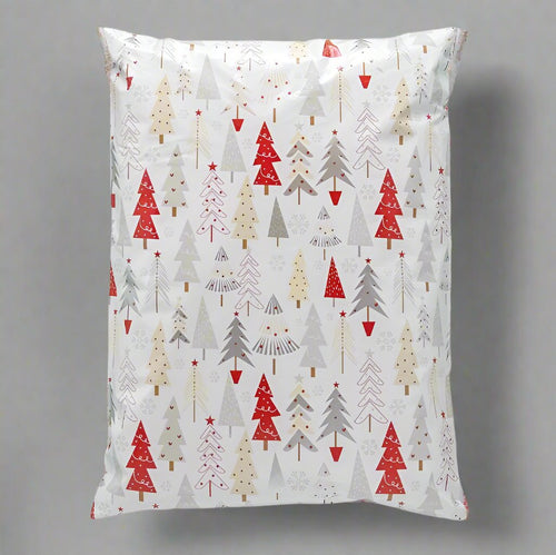 Christmas Trees Poly Mailers Size 14.5x19 White Christmas Shipping Bags