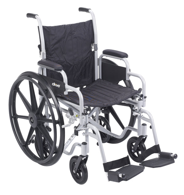 Poly Fly Light Weight Transport Chair Wheelchair with Swing away Footrests, 20" Seat RIO Medical Supplies