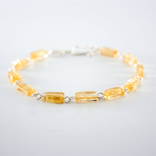 Citrine Sterling Silver Bracelet Natural Gemstone Handmade