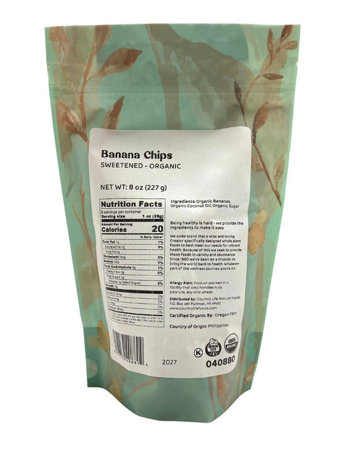 Banana Chips, Sweetened, Organic