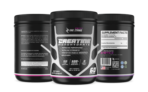 Creatine Monohydrate Ultramicronized | 5g Per Serving, 60 Servings | ONE ZTRIKE by ZNETICS