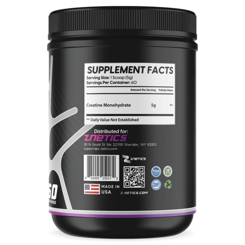 Creatine Monohydrate Ultramicronized | 5g Per Serving, 60 Servings | ONE ZTRIKE by ZNETICS