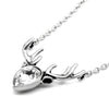 Crystal Reindeer Necklace Silver Holiday Pendant Sparkle