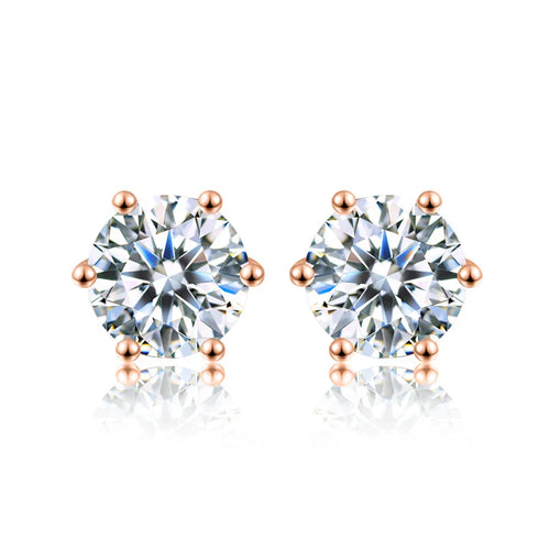 D Color Moissanite Stud Earrings 0.1-2ct Certified Lab Created 925 Sterling