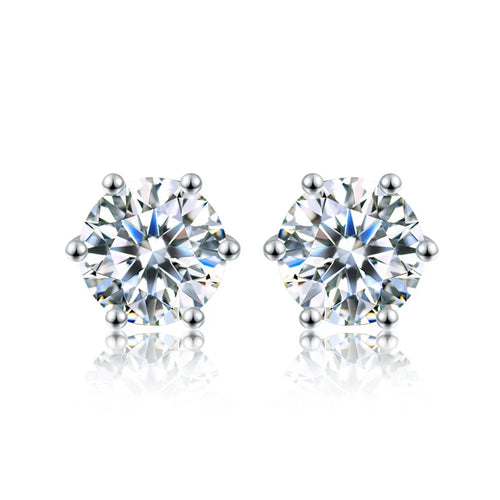 D Color Moissanite Stud Earrings 0.1-2ct Certified Lab Created 925 Sterling