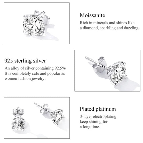 D Color VVS1 1ct Moissanite Stud Earrings 925 Sterling Silver Wedding Gift