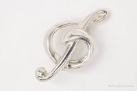 Vintage Treble Clef Music Note Sterling Silver Brooch Pin
