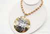 Designer RLM Studio Hammered Sun Pearl Bead Brass Sterling Silver Necklace