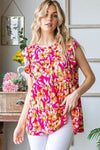 Heimish Full Size Butterfly Sleeve Floral Tiered Top Plus Size