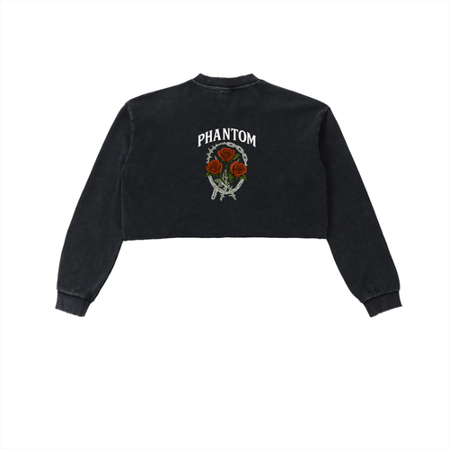 Chains & Roses Snow Washed Cropped Sweatshirt