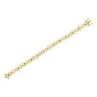 14K Yellow Gold 7.50 Cttw Princess and Baguette Diamond Geometric Link Bracelet