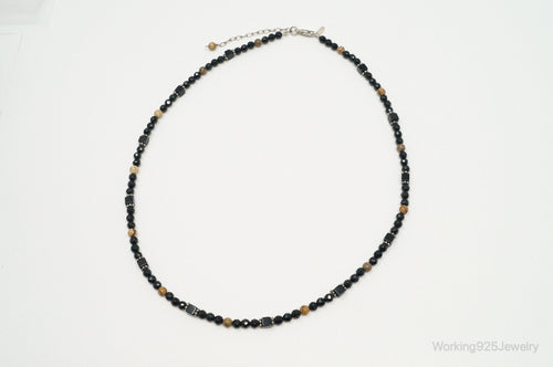 Designer SAJEN Black Onyx Jasper Beads Sterling Silver Necklace