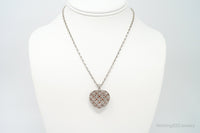 Designer Orange Cubic Zirconia Sterling Silver Heart Necklace