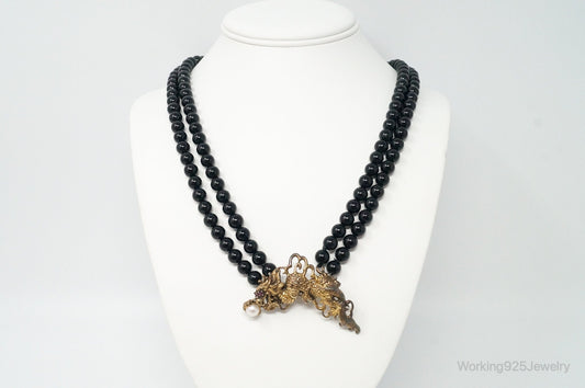 1987 Franklin Mint Year Of The Dragon Gold Vermeil Sterling Silver Pin Necklace