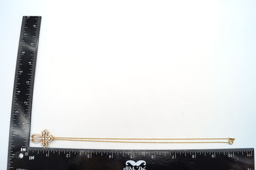 Designer Heng Ngai Cubic Zirconia Gold Vermeil Sterling Silver Cross Necklace