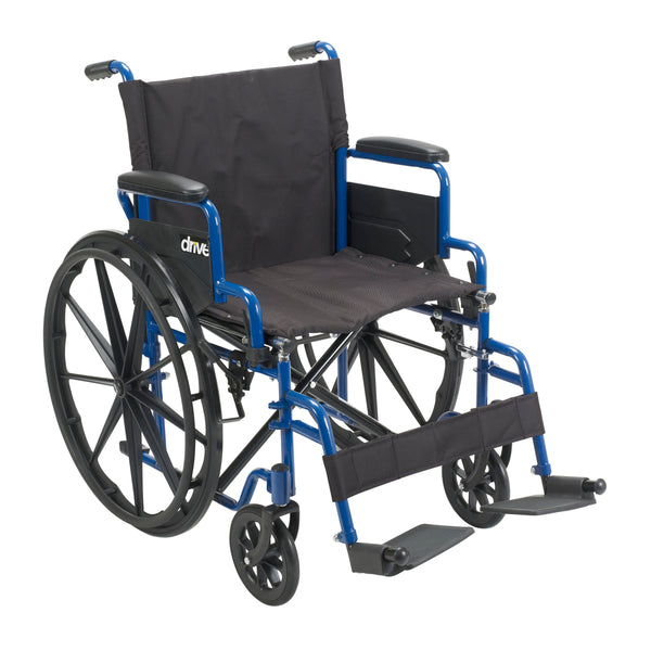 Blue Streak Wheelchair with Flip Back Desk Arms, Swing Away Footrests, 20" Seat RIO Medical Supplies
