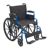 Blue Streak Wheelchair with Flip Back Desk Arms, Swing Away Footrests, 18" Seat RIO Medical Supplies