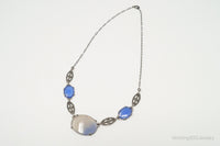 Antique Glass Sterling Silver Filigree Necklace