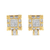 14K Yellow Gold 7/8 Cttw Princess and Baguette-Cut Diamond Square Framed Huggie Hoop Omega Earrings (H-I Color, SI1-SI2 Clarity)