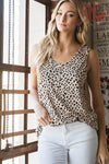 Heimish Full Size Front Button Animal Print Sleeveless Top Plus Size