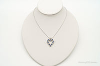 Blue & White Cubic Zirconia Heart Sterling Silver Necklace