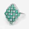 2.68 Carat Genuine Zambian Emerald and White Zircon .925 Sterling Silver Ring