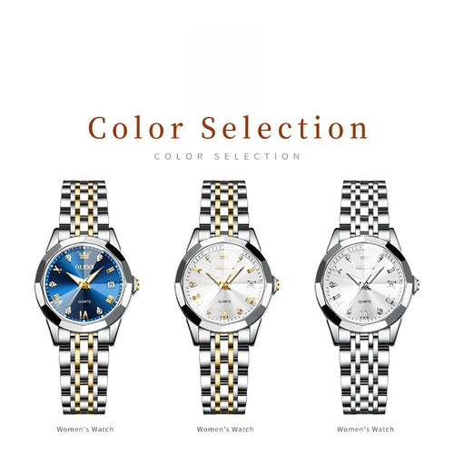 Women's Two Tone Stainless Steel Quartz Watch With Date