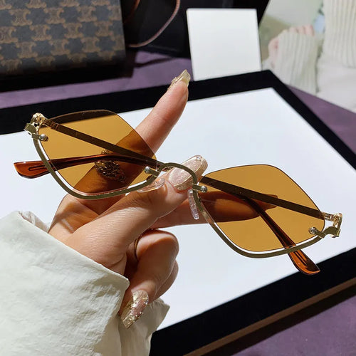 Cat Eye Sunglasses with Gold Metal Frame