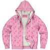 Simple Pink Flamingo Zip-Up Hoodie