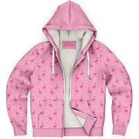 Simple Pink Flamingo Zip-Up Hoodie