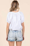 Mittoshop Linen Two-Way Short Sleeve Crop Blouse