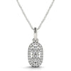 Outer Oval Shaped Two Stone Diamond Pendant in 14k White Gold (5/8 cttw)
